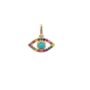 14 KT Turquoise Multi Gem Evil Eye
