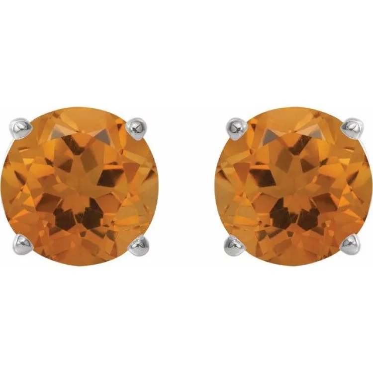 14K White 5 mm Natural Citrine Stud Earrings