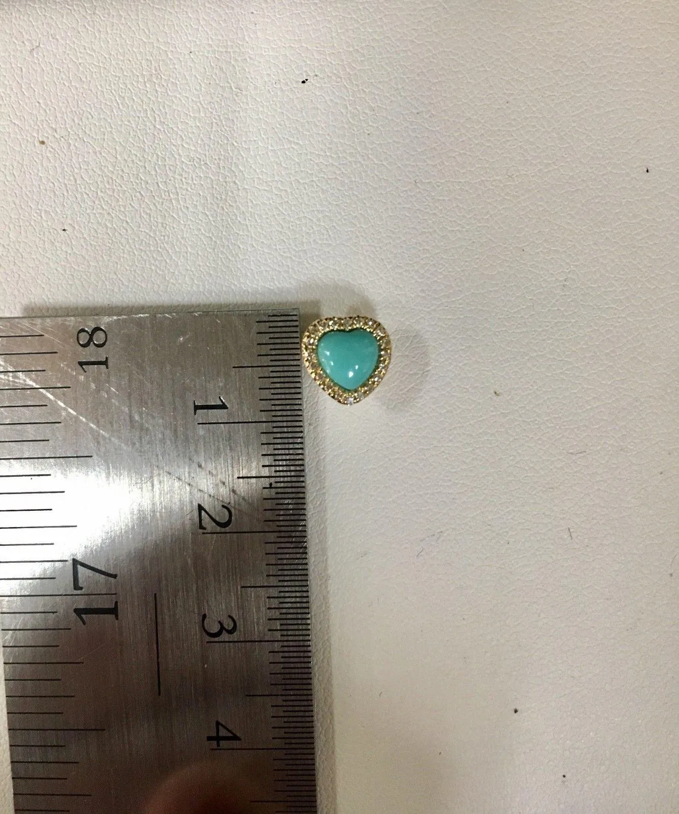 14k Yellow Gold Diamond and Turquoise Heart Earrings