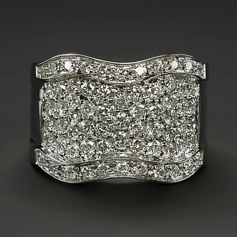 1.75ct DIAMOND COCKTAIL RING SONIA B DESIGNER WIDE BAND 11.5gm 14k WHITE GOLD