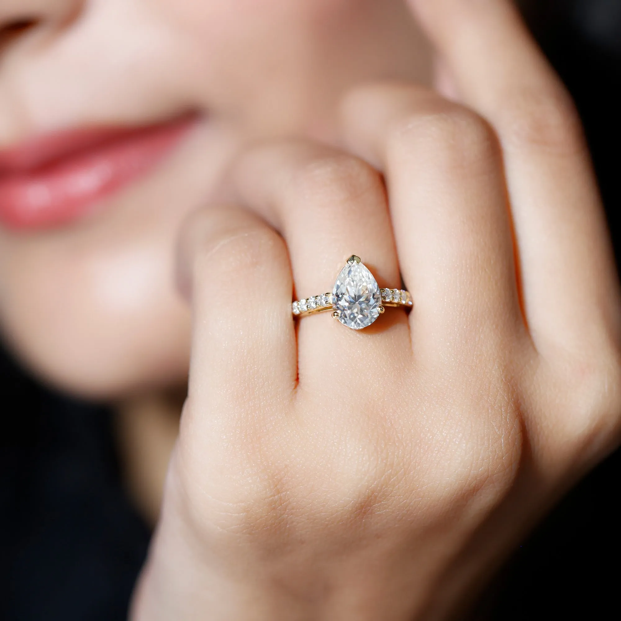 2.25 CT Solitaire and Hidden Moissanite Ring with Surfaced Prong Side Stones
