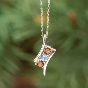 3 Stone Pendant Necklace, Mother's Necklace, Birthstone Gift