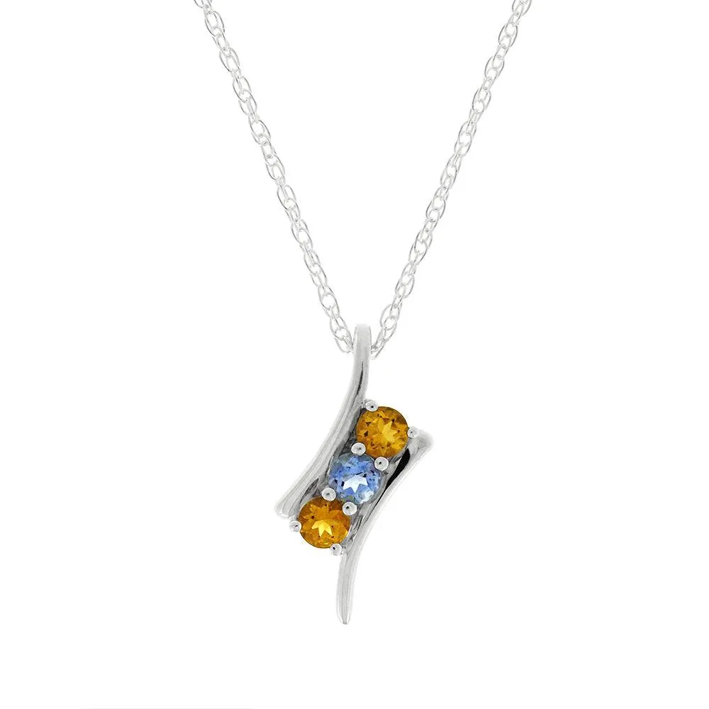 3 Stone Pendant Necklace, Mother's Necklace, Birthstone Gift
