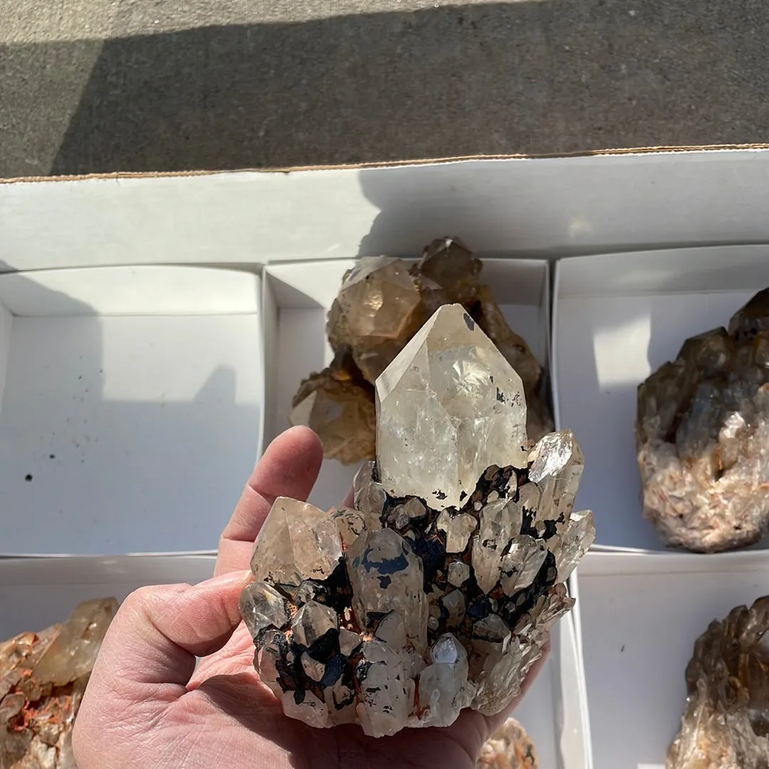 3.45kg Lot of 6 Kundalini Quartz Citrine, Democratic Republic of Congo, Lwena, Congo Citrine