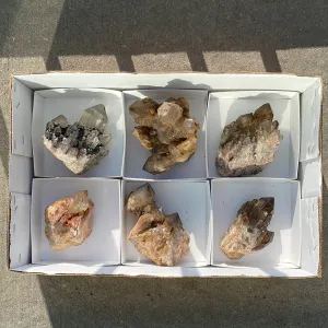 3.45kg Lot of 6 Kundalini Quartz Citrine, Democratic Republic of Congo, Lwena, Congo Citrine