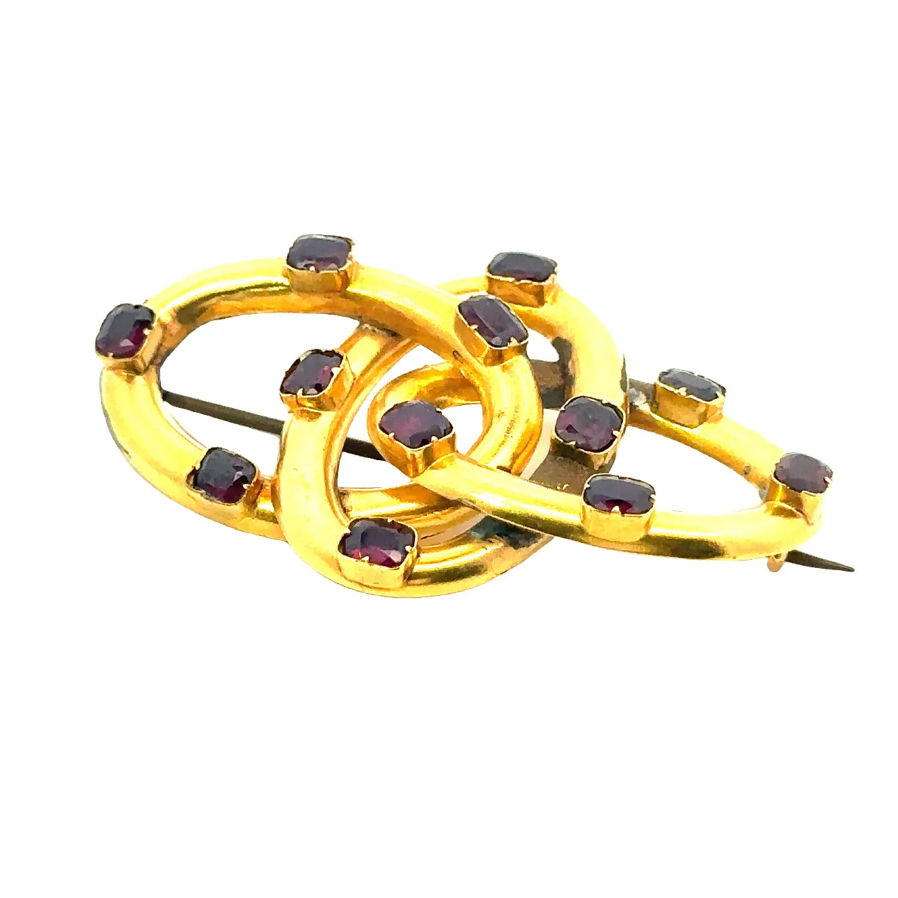 9ct Yellow Gold and Rhodolite Garnet Brooch