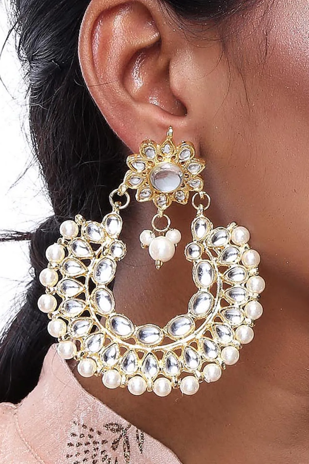 Alloy Large Dangle Earrings in Gold
