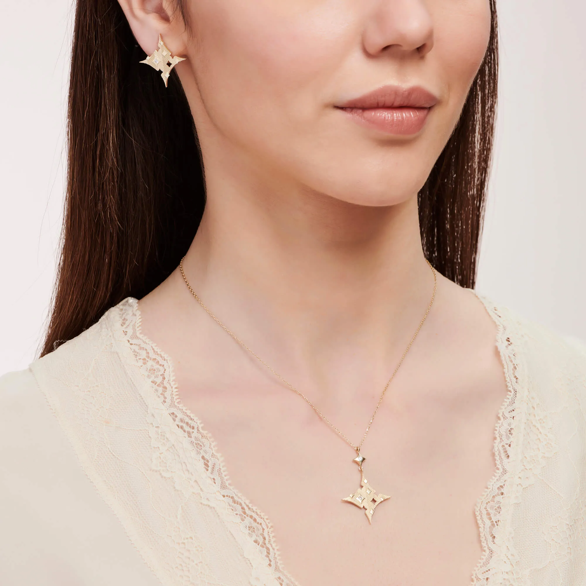 Altınbaş Star Gold Earrings