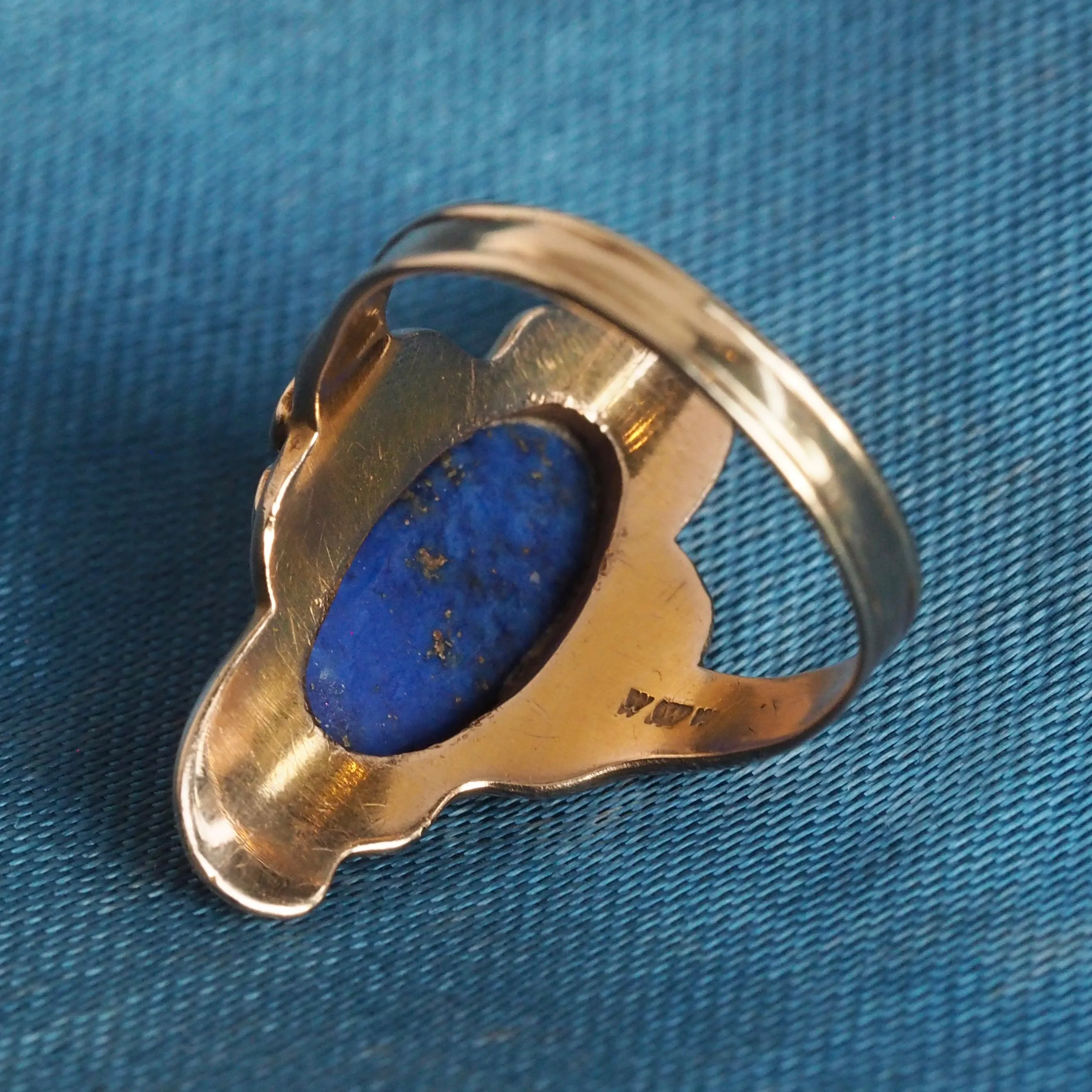 Antique Art Nouveau 14k Gold Lapis Ring