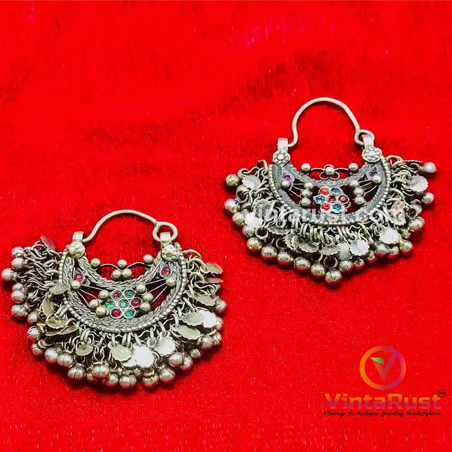 Antique Ethnic Hoop Earrings With Bells