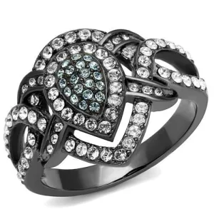 Aqua Crystal Stainless Steel  Cocktail Ring