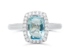 Aquamarine Cushion Cut Cocktail Ring