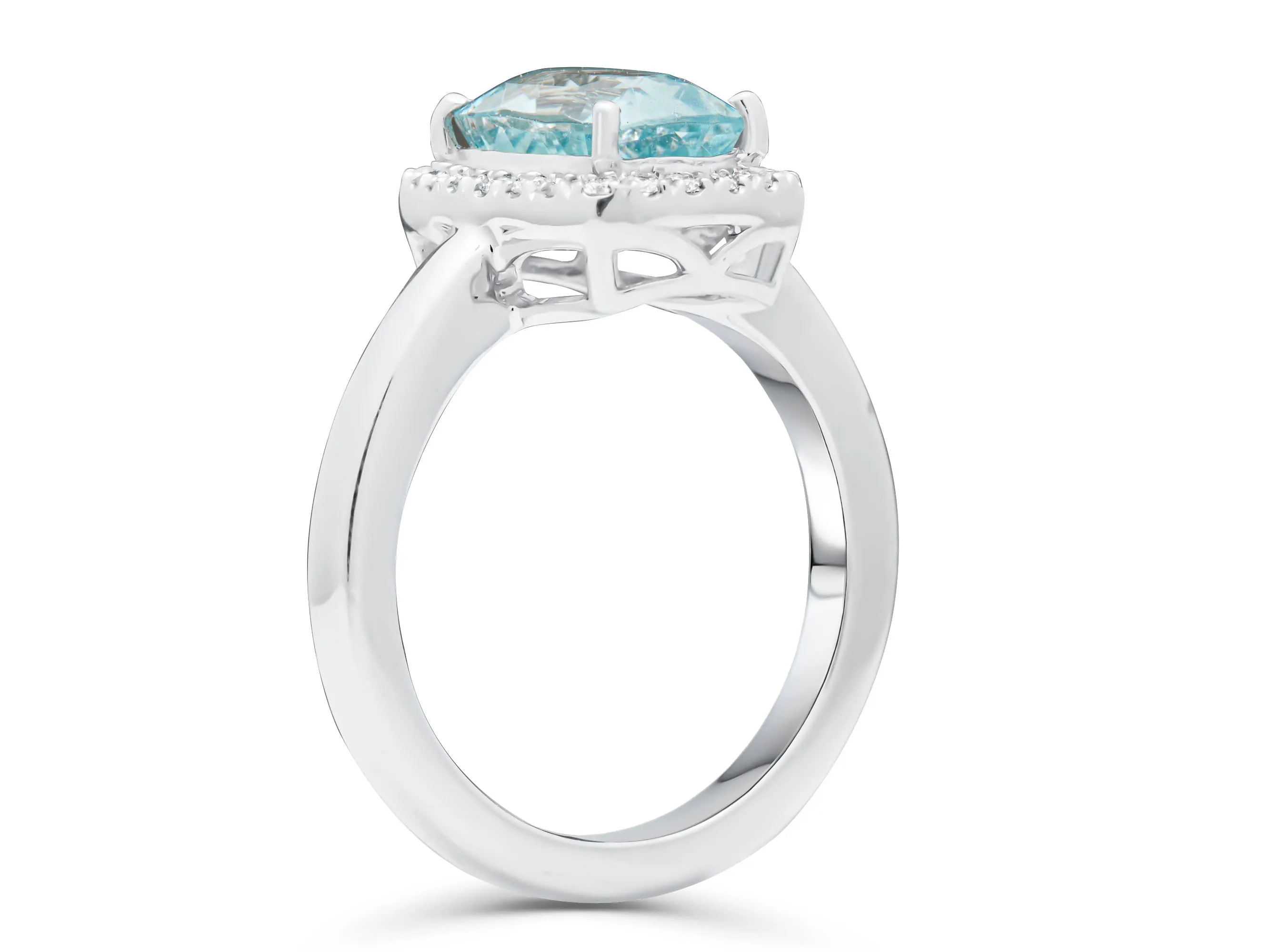 Aquamarine Cushion Cut Cocktail Ring