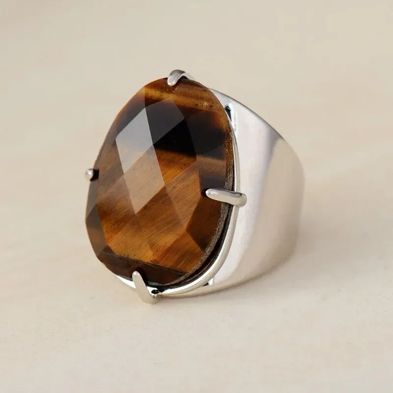 Big Stone Tiger Eye Ring