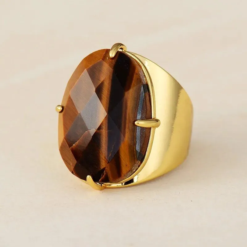 Big Stone Tiger Eye Ring