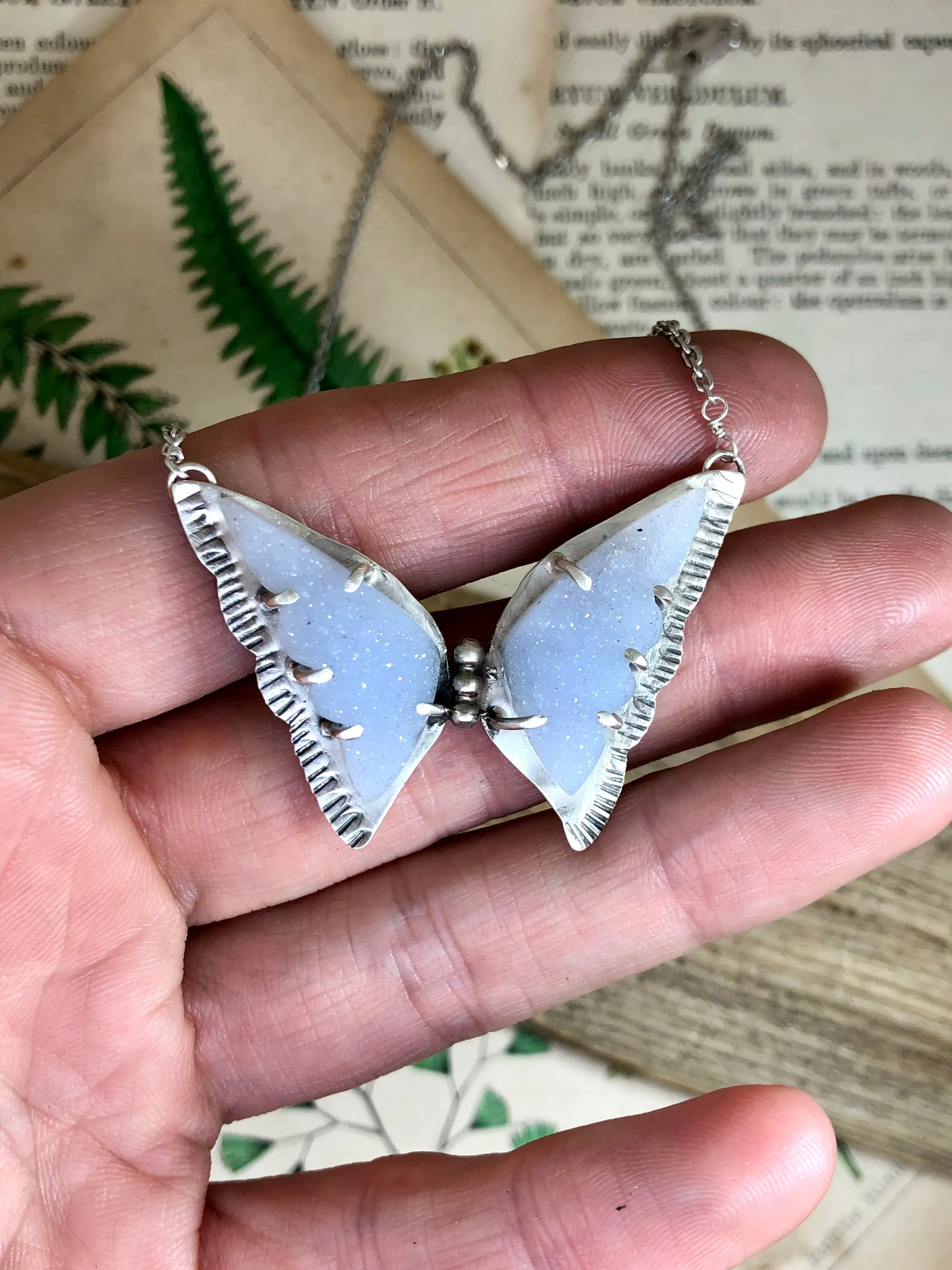 Blue Butterfly Druzy Necklace