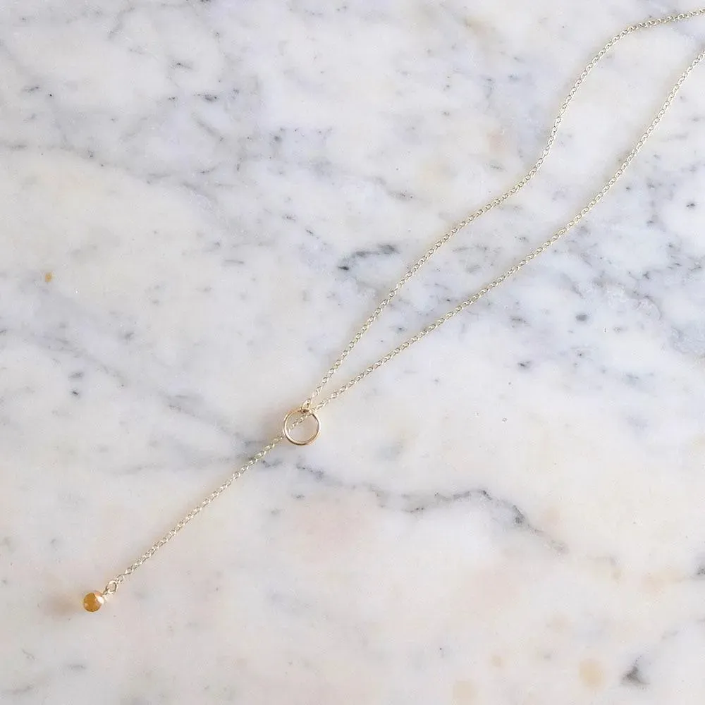 Bobbie Necklace | Handmade 9ct Yellow Gold Citrine Gemstone Lariat Necklace