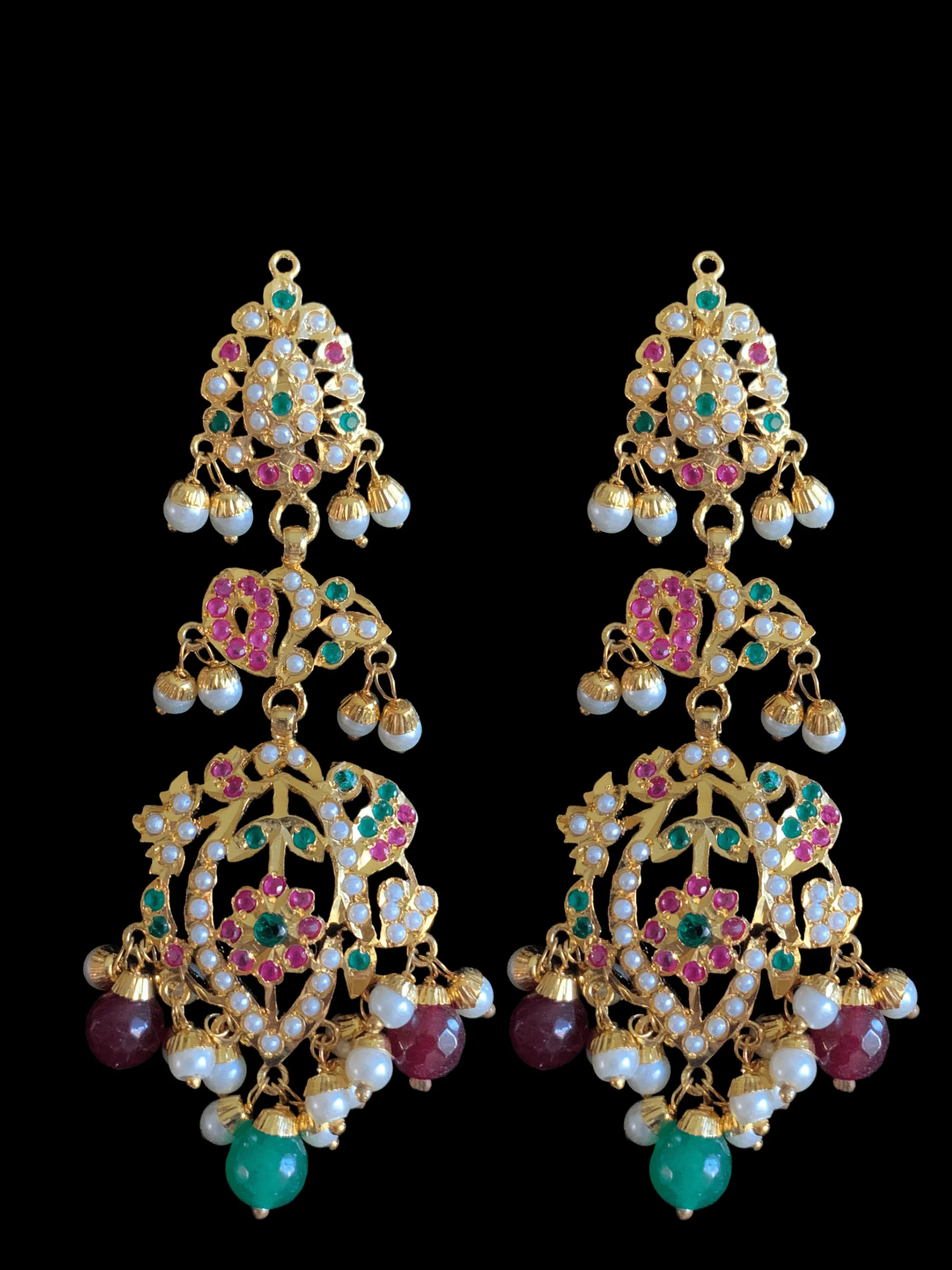 BR75  Nayaab pearl jadau necklace - ruby emerald  ( READY TO SHIP)