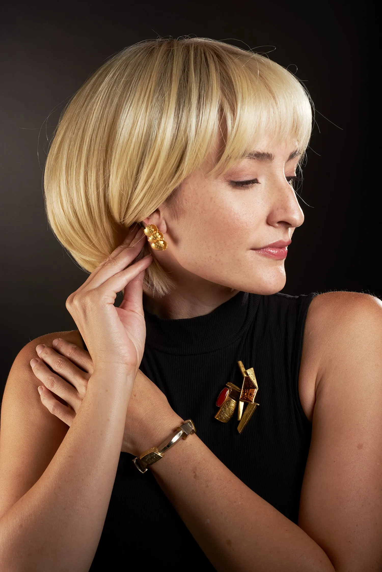 Brooch with Carved Citrine