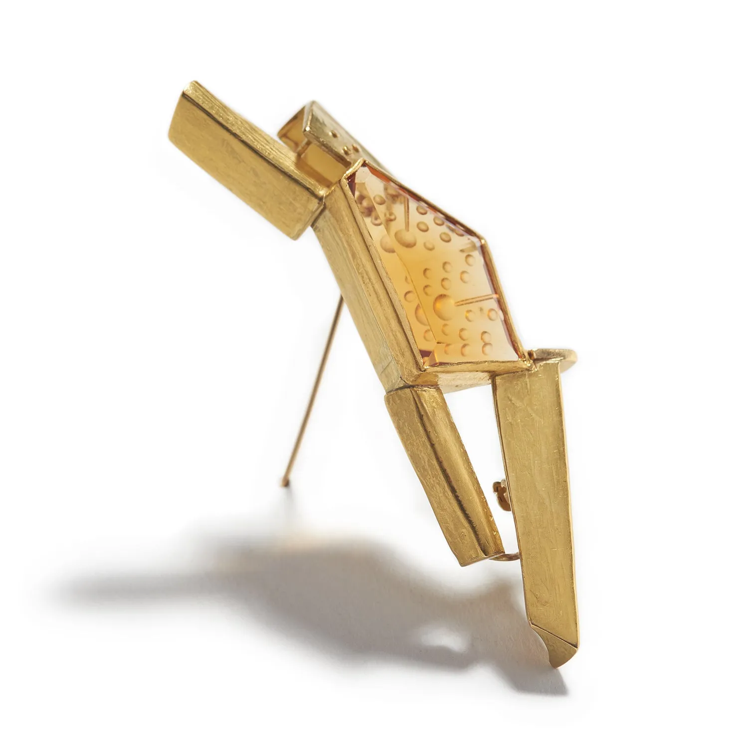 Brooch with Carved Citrine