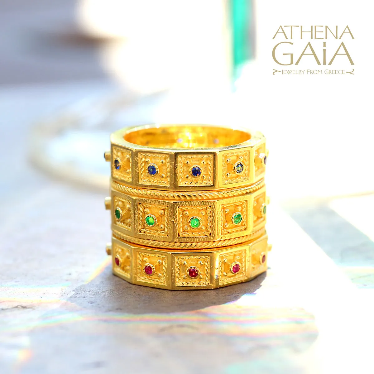 Byzantine Embroidery Rope Border Block Ring
