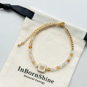 Citrine bracelet with Czech beads, gold bead bracelet