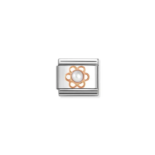 Composable Classic Pearl Flower Link - Rose Gold - 430503/02