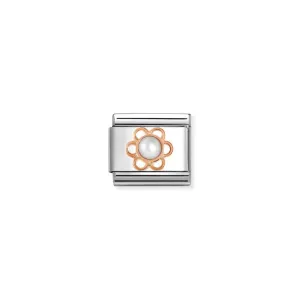 Composable Classic Pearl Flower Link - Rose Gold - 430503/02