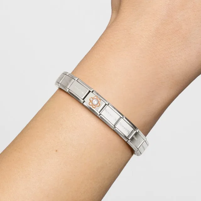 Composable Classic Pearl Flower Link - Rose Gold - 430503/02