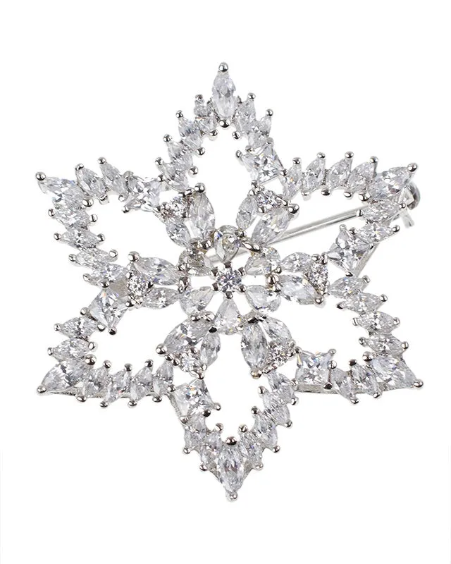 CZ Flower Brooch