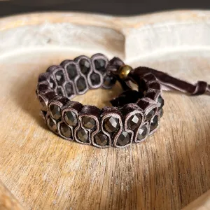 DAWN velvet and iridescent beaded slider bracelet