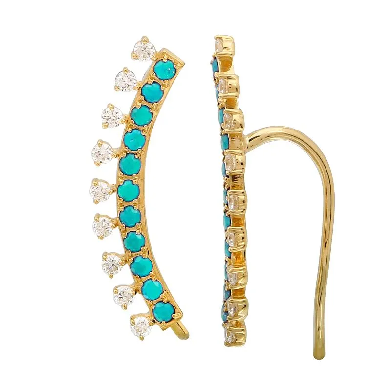 Diamond Lapis Crawler Earrings