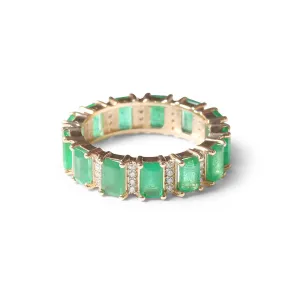 EMERALD AND DIAMOND EMERALD CUT ETERNITY BAND