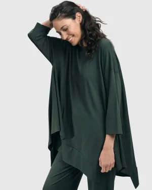 Essential Oversized Trapeze Top, Green by Alembika