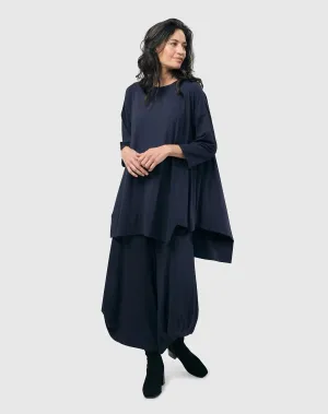 Essential Oversized Trapeze Top, Navy By Alembika