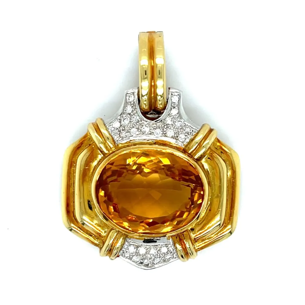 Estate Citrine and Diamond Pendant 18k Gold at Regard Jewelry in Austin, Texas
