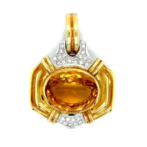 Estate Citrine and Diamond Pendant 18k Gold at Regard Jewelry in Austin, Texas