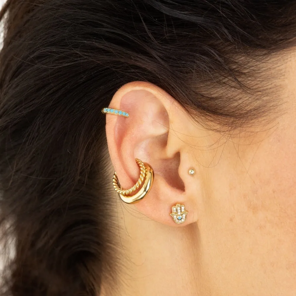 Fatima Stud Earrings With Turquoise - Gold - SPESGS163