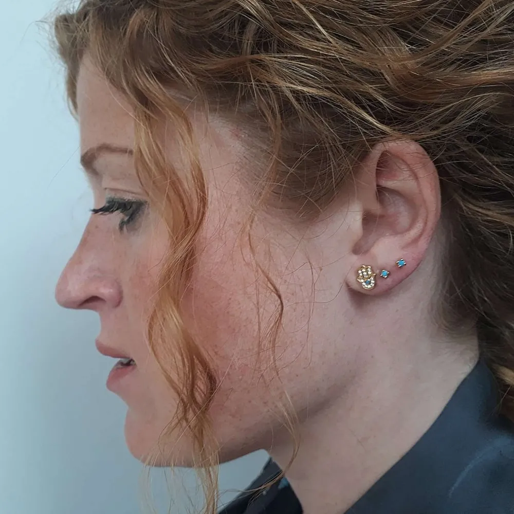 Fatima Stud Earrings With Turquoise - Gold - SPESGS163