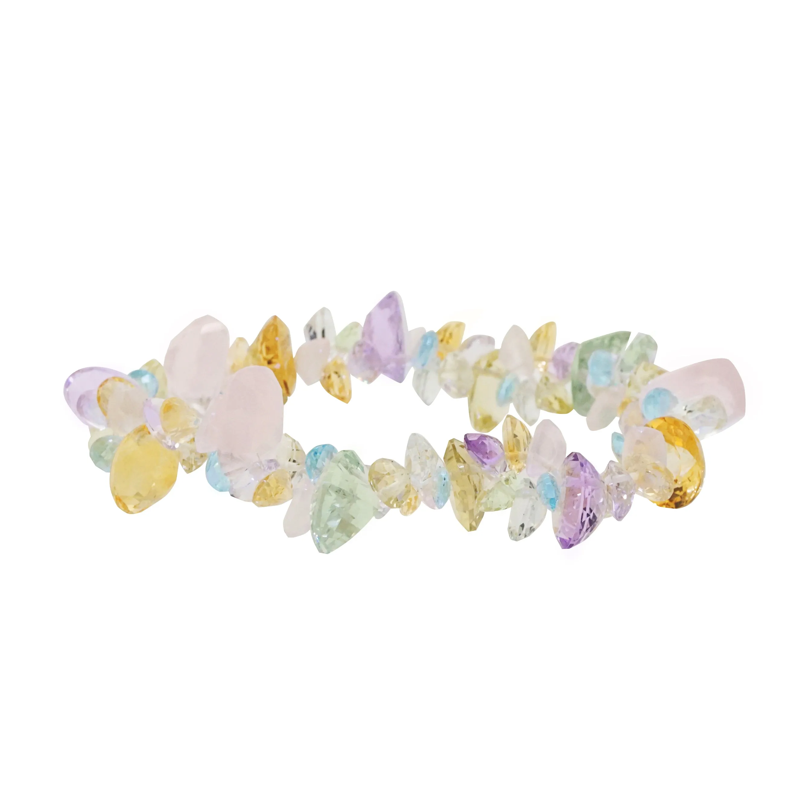 Gem-Grade Rose Quartz, Amethyst, Citrine, Prasiolite, Blue Topaz Briolette