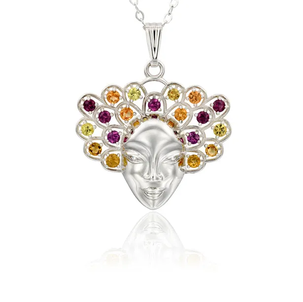Gemstones on my hair pendant with sapphire, garnet, rhodolite & citrine gemstone
