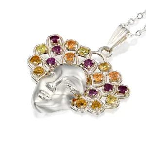 Gemstones on my hair pendant with sapphire, garnet, rhodolite & citrine gemstone