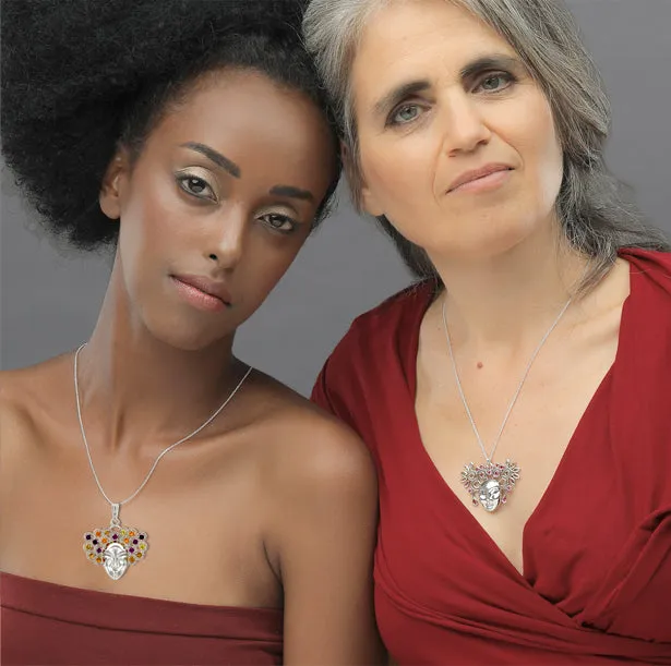 Gemstones on my hair pendant with sapphire, garnet, rhodolite & citrine gemstone