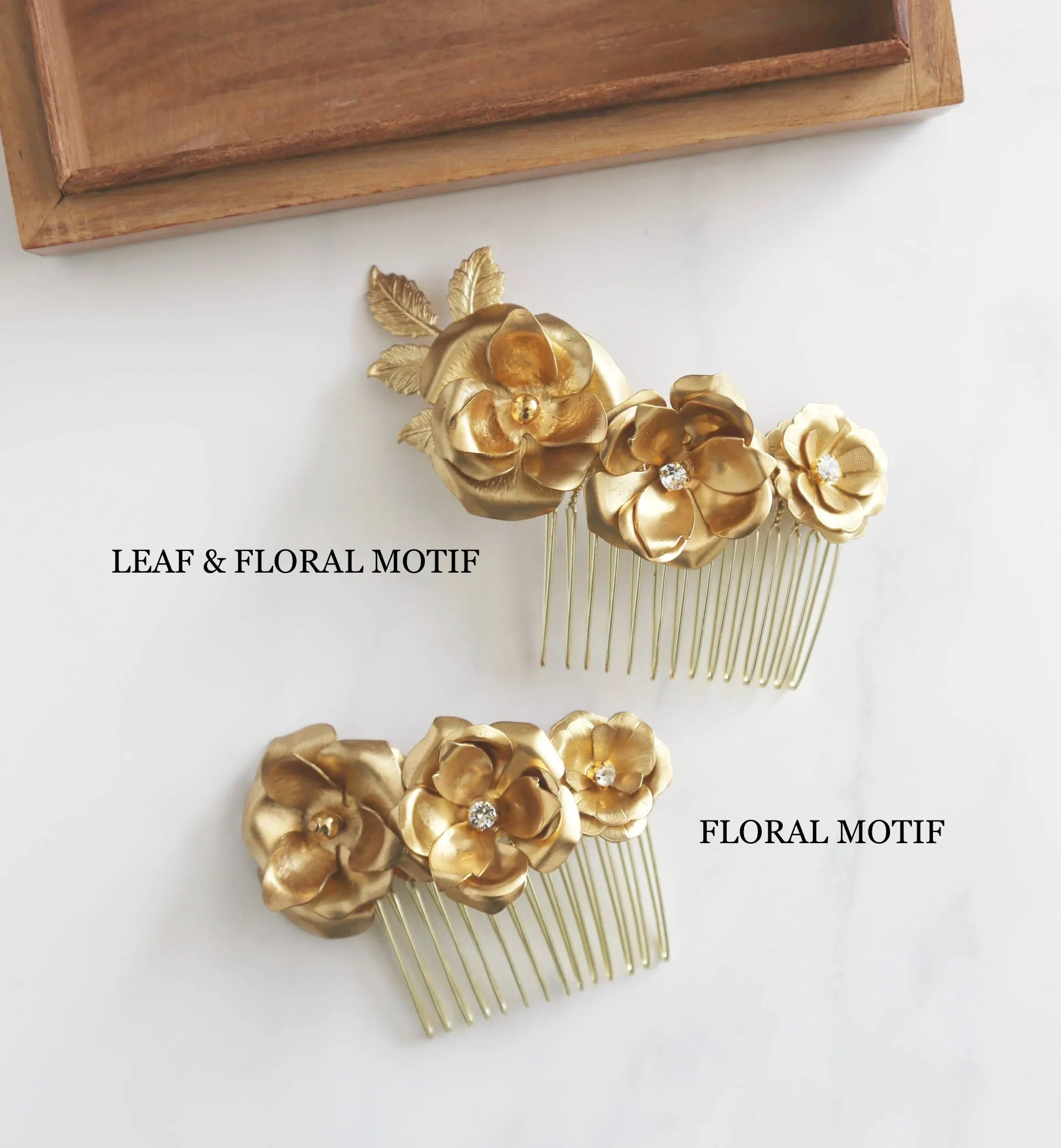 Gilded Rose Blossom Bridal Hair Combs