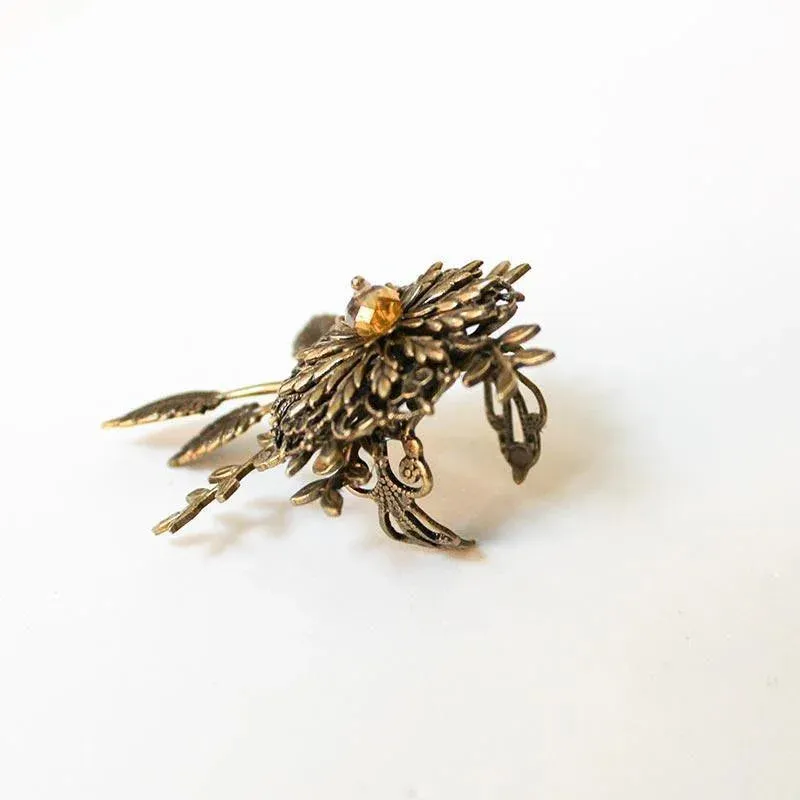 Gold Flower Cocktail Statement Ring