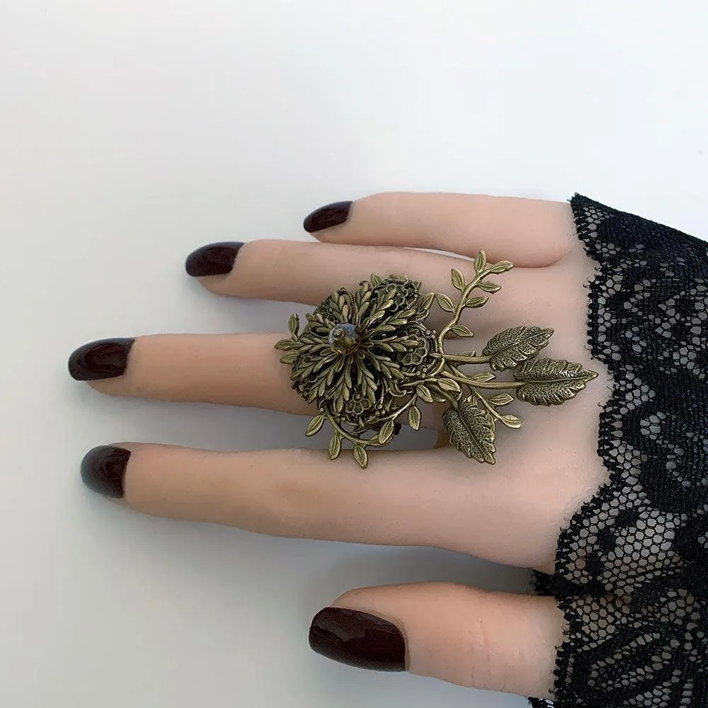 Gold Flower Cocktail Statement Ring
