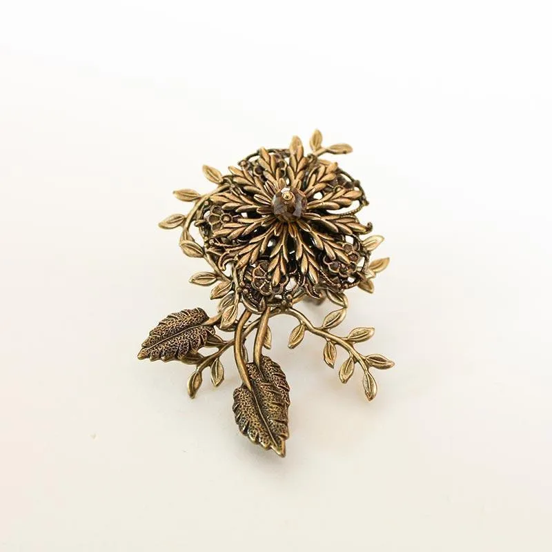 Gold Flower Cocktail Statement Ring