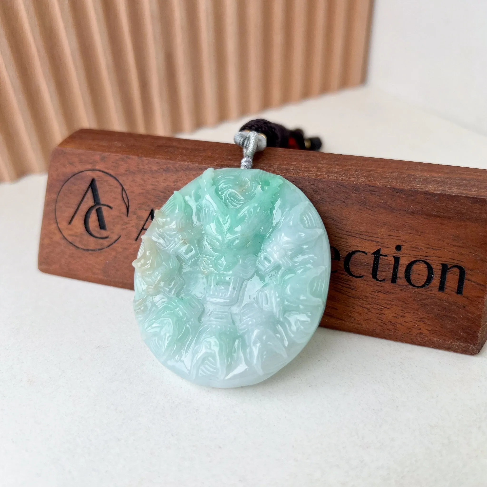 Green Jade 9 Dragon Jadeite Jade Chinese Zodiac Hand Carved Pendant Necklace, YGR-0223-1703386280