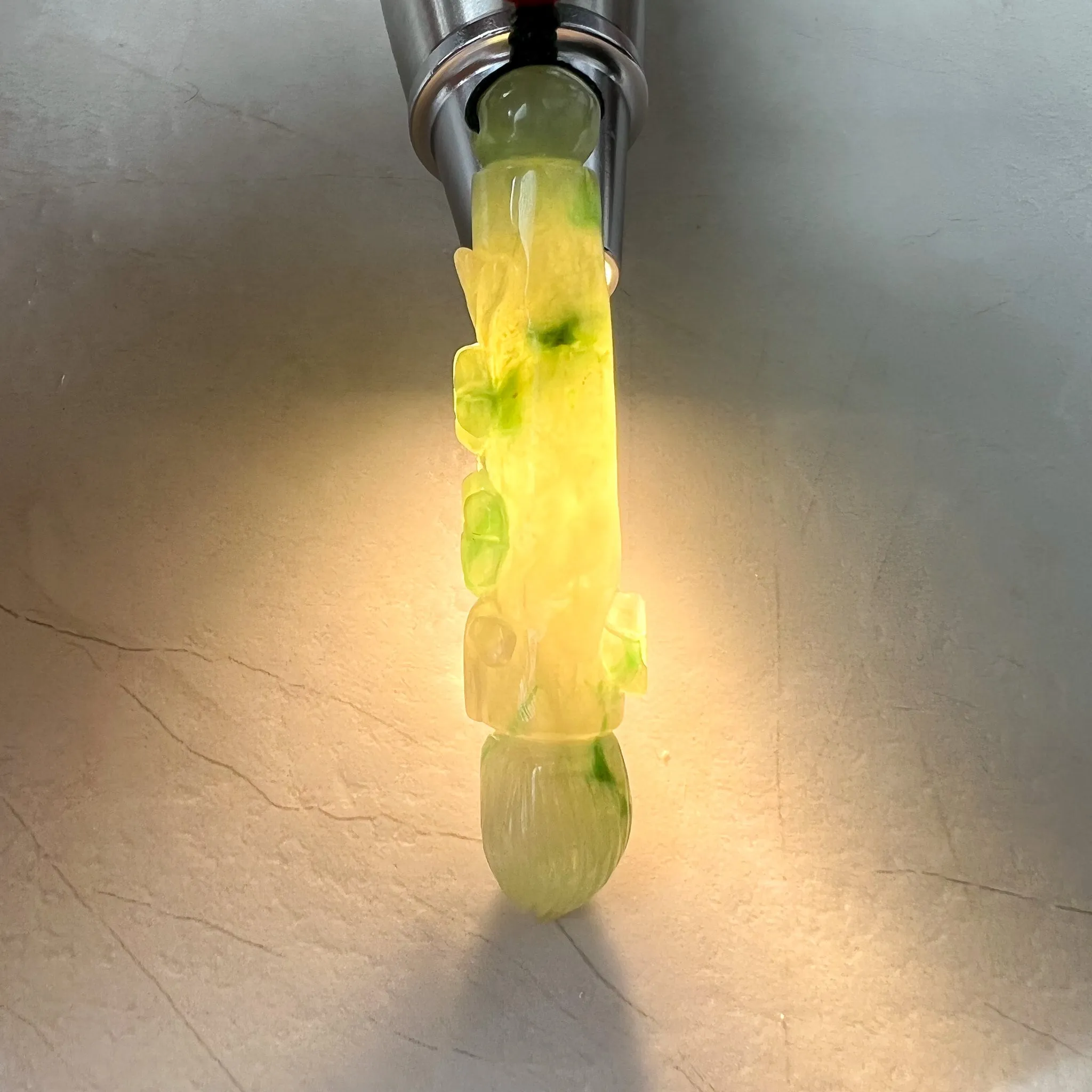 Green Translucent Jade Lucky Paint Brush Pendant, Jadeite Jade Hand Carved Pendant Necklace, LSG-1221-1669759898