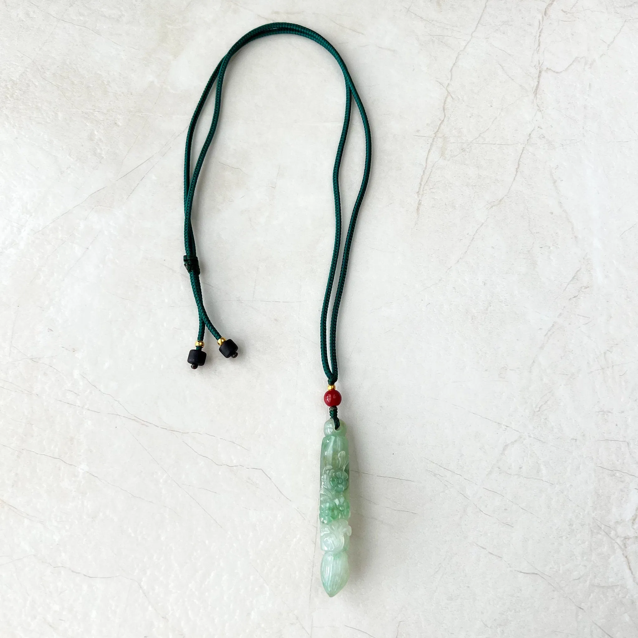 Green Translucent Jade Lucky Paint Brush Pendant, Jadeite Jade Hand Carved Pendant Necklace, LSG-1221-1669759898